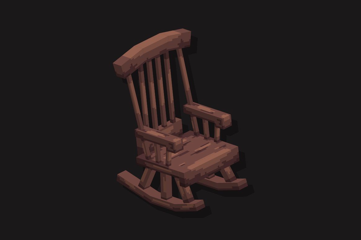 Dark wooden rocking chair with a spindle back